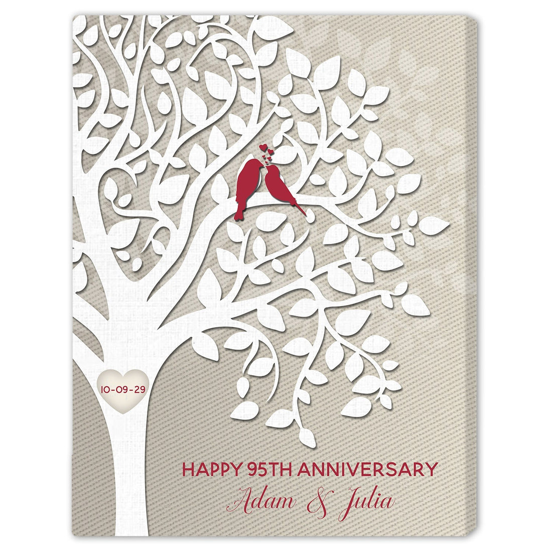 Happy 95th Anniversary - Personalized 95 Year Anniversary gift For Parents or Grandparents - Custom Canvas Print - Elizabeth Fashions