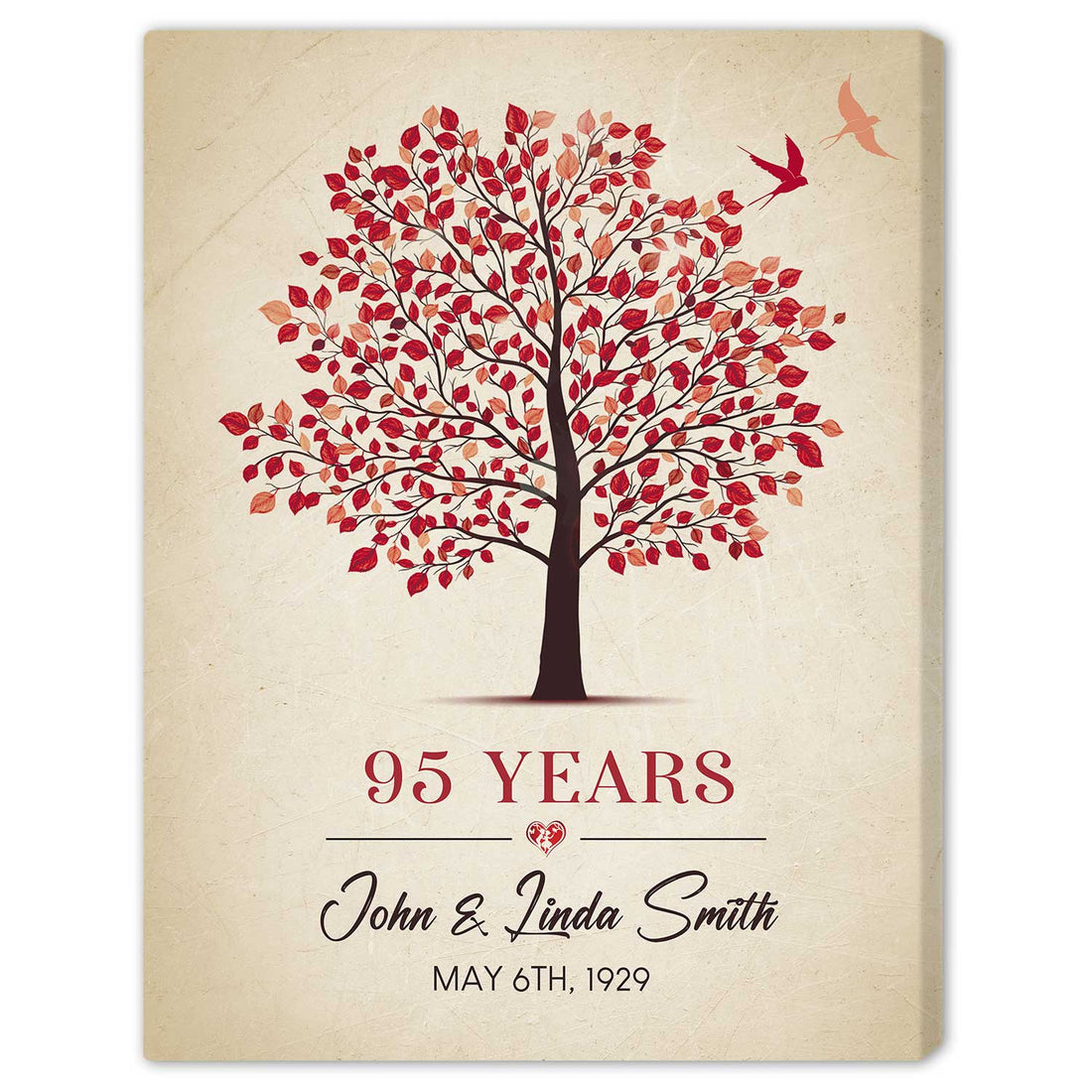 95 Years - Personalized 95 Year Anniversary gift For Parents or Grandparents - Custom Canvas Print - Elizabeth Fashions