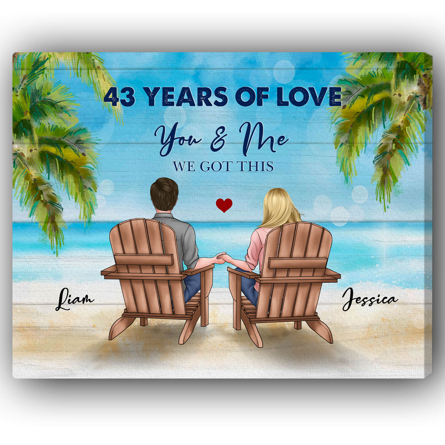 43 Years Of Love - Personalized 43 Year Anniversary gift For Husband or Wife - Custom Canvas Print - Elizabeth Fashions