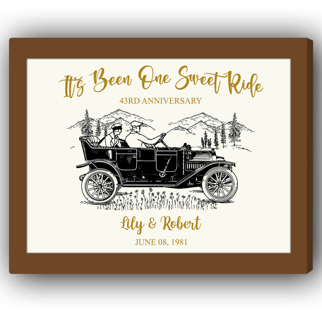 It's Been One Sweet Ride - Personalized 43 Year Anniversary gift For Parents - Custom Canvas Print - Elizabeth Fashions