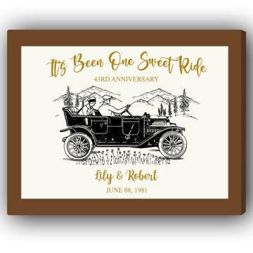 It's Been One Sweet Ride - Personalized 43 Year Anniversary gift For Parents - Custom Canvas Print - Elizabeth Fashions