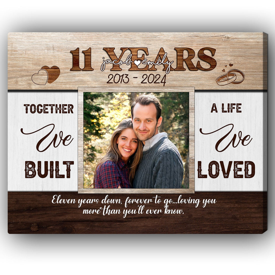 11 Years - Personalized 11 Year Anniversary gift For Husband or Wife - Custom Canvas Print - Elizabeth Fashions