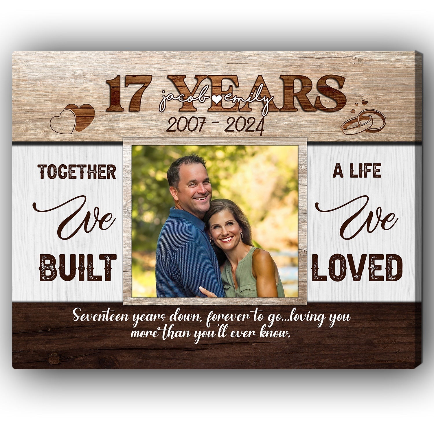 17 Years - Personalized 17 Year Anniversary gift For Husband or Wife - Custom Canvas Print - Elizabeth Fashions