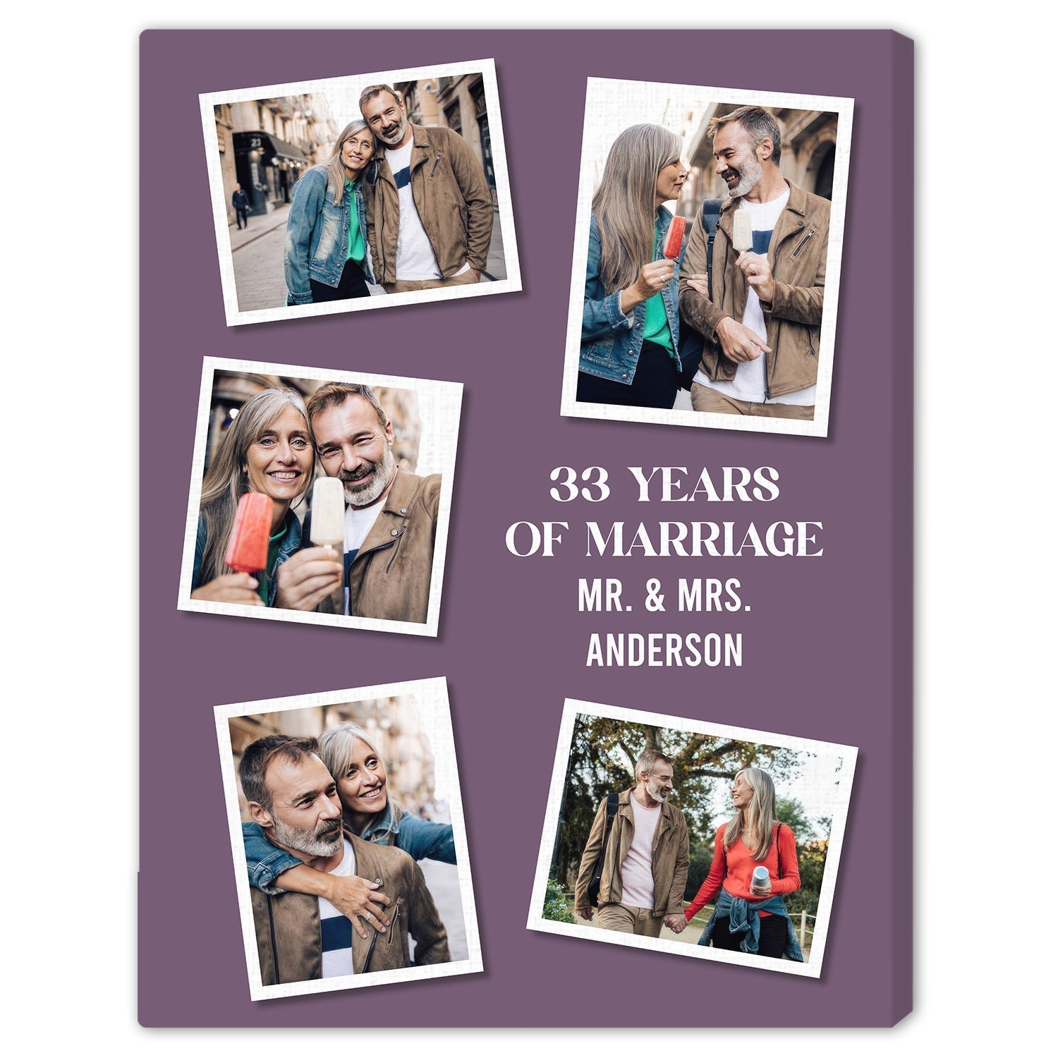 33 Years Of Marriage - Personalized 33 Year Anniversary gift For Parents - Custom Canvas Print - Elizabeth Fashions