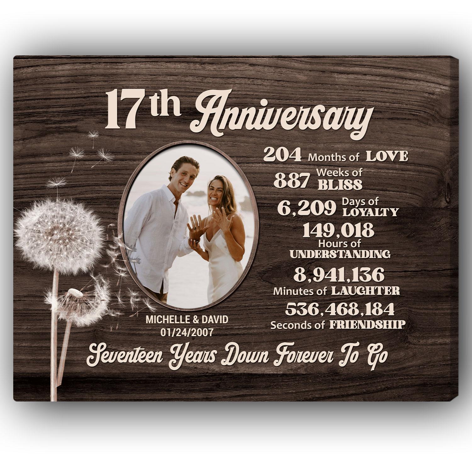 17th Anniversary - Personalized 17 Year Anniversary gift For Parents, Husband or Wife - Custom Canvas Print - Elizabeth Fashions