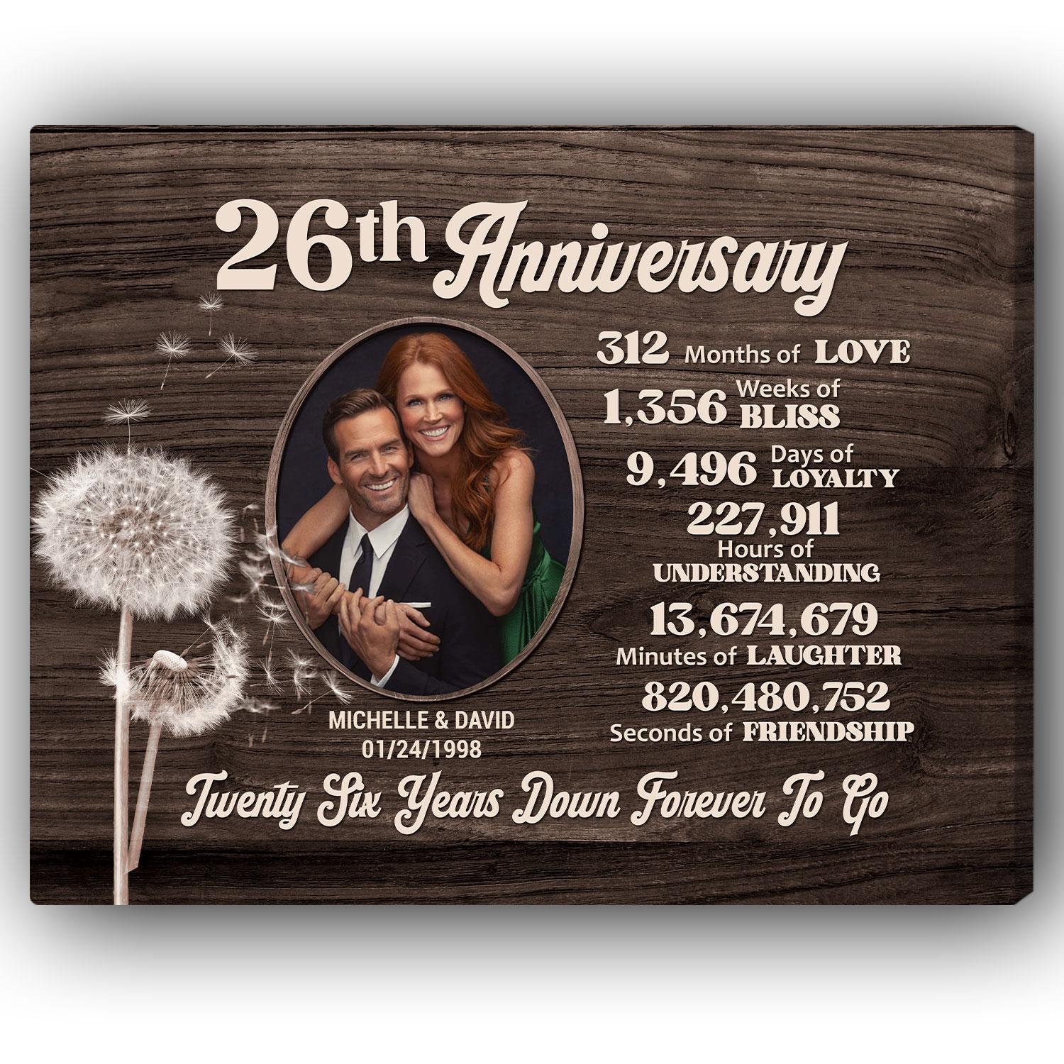 26th Anniversary - Personalized 26 Year Anniversary gift For Parents, Husband or Wife - Custom Canvas Print - Elizabeth Fashions