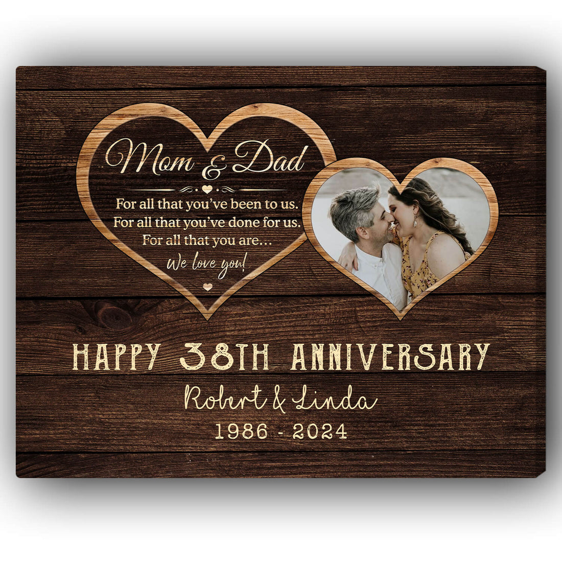 For All That You Have Been To Us - Personalized 38 Year Anniversary gift For Parents - Custom Canvas Print - Elizabeth Fashions
