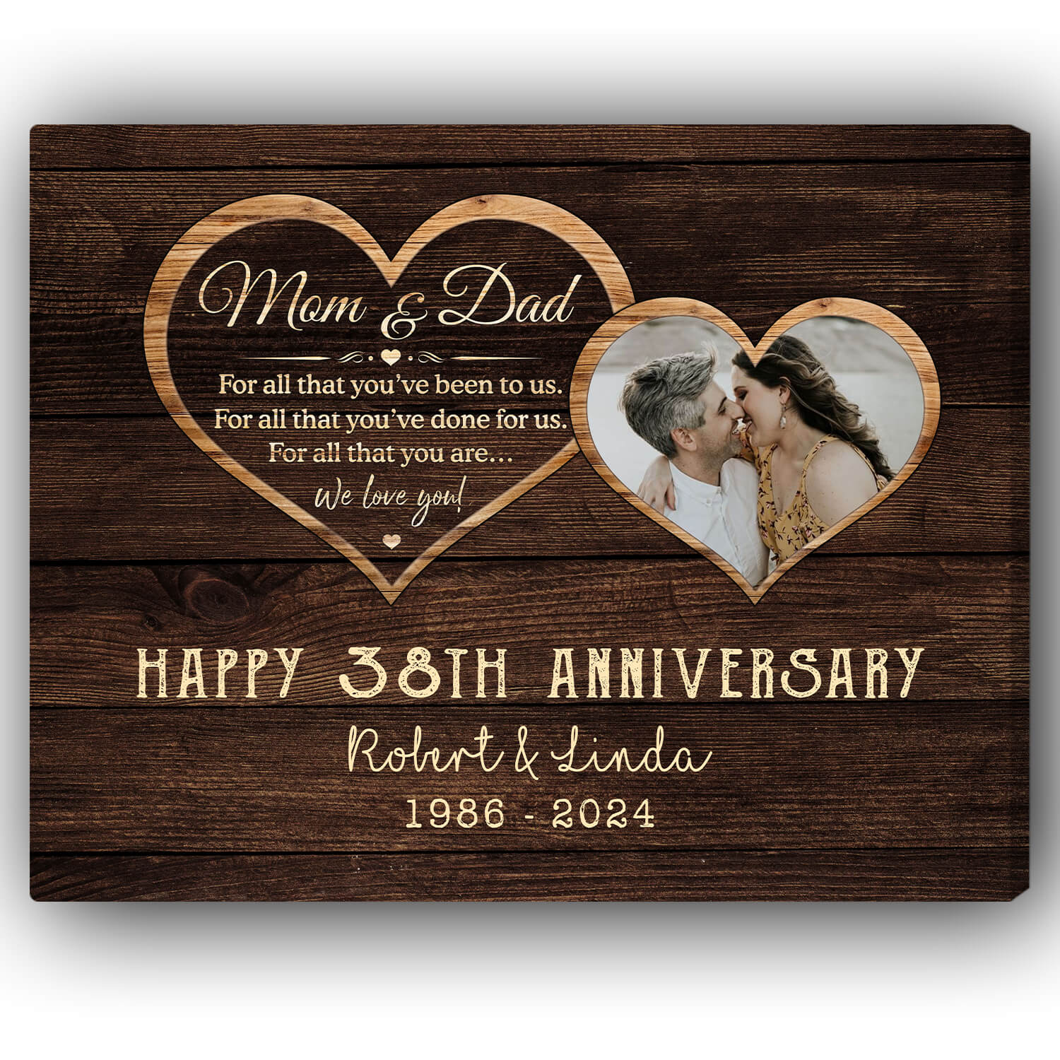 For All That You Have Been To Us - Personalized 38 Year Anniversary gift For Parents - Custom Canvas Print - Elizabeth Fashions