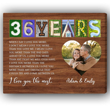 36 Years - Personalized 36 Year Anniversary gift For Husband or Wife - Custom Canvas Print - Elizabeth Fashions