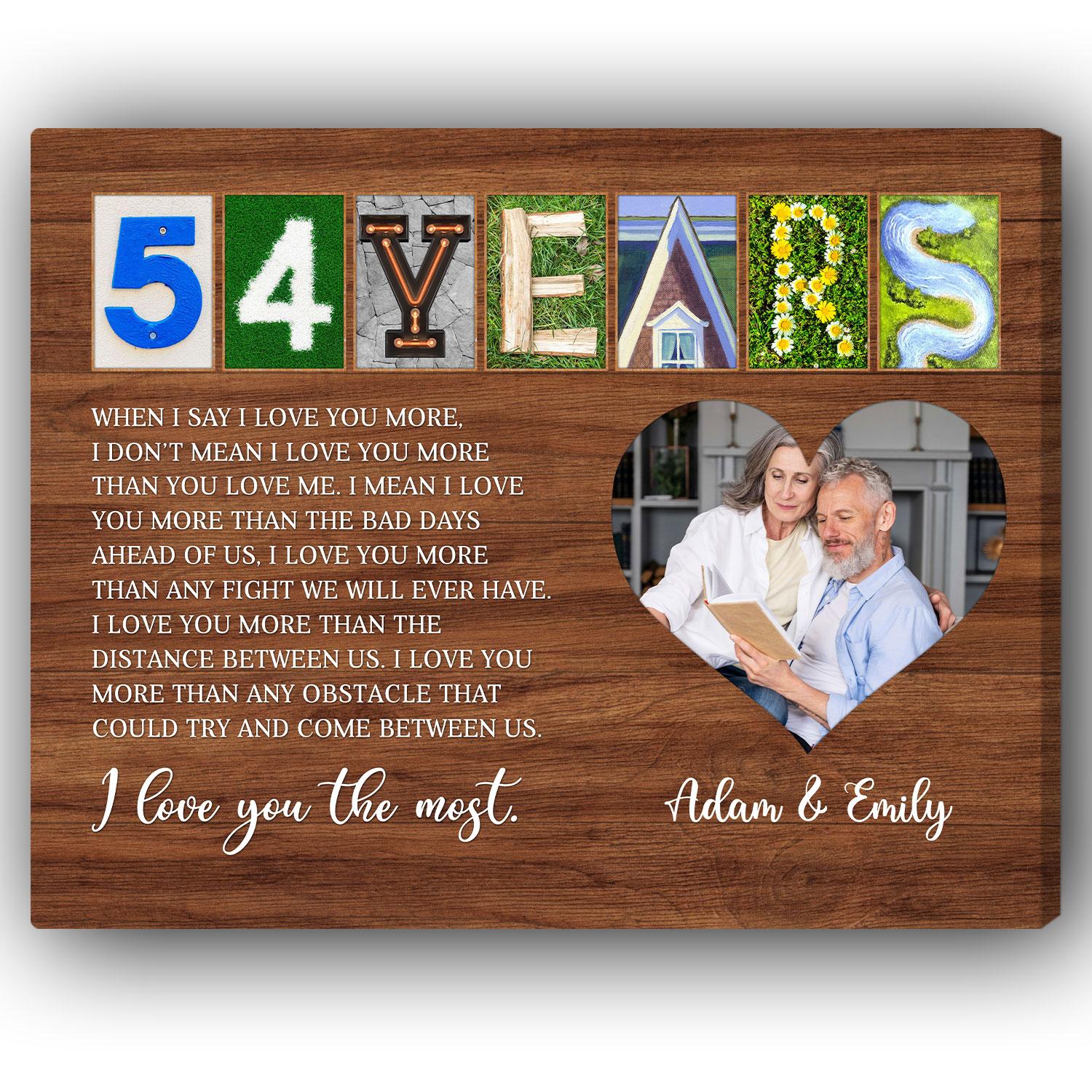 54 Years - Personalized 54 Year Anniversary gift For Husband or Wife - Custom Canvas Print - Elizabeth Fashions