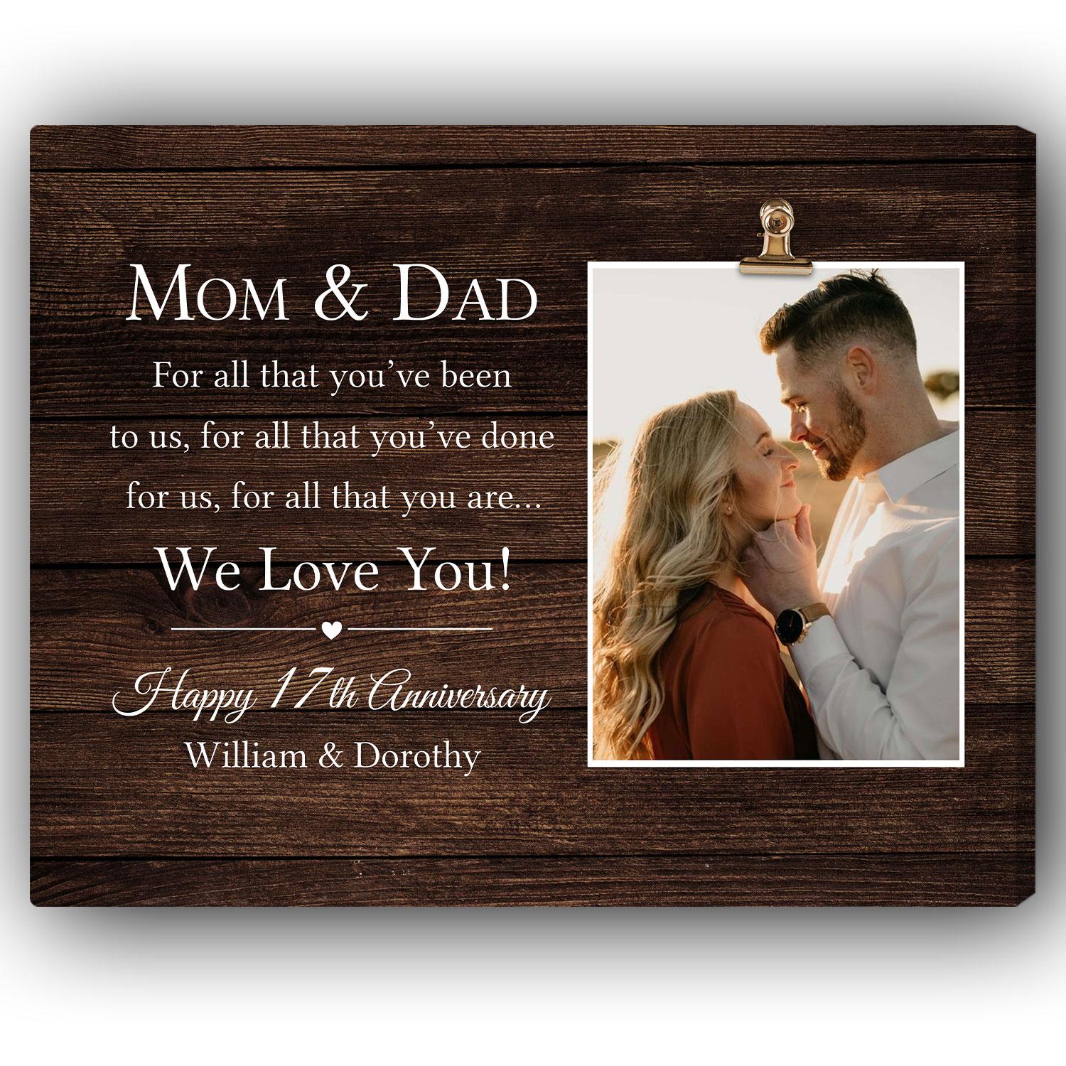 Mom & Dad - Personalized 17 Year Anniversary gift For Parents - Custom Canvas Print - Elizabeth Fashions