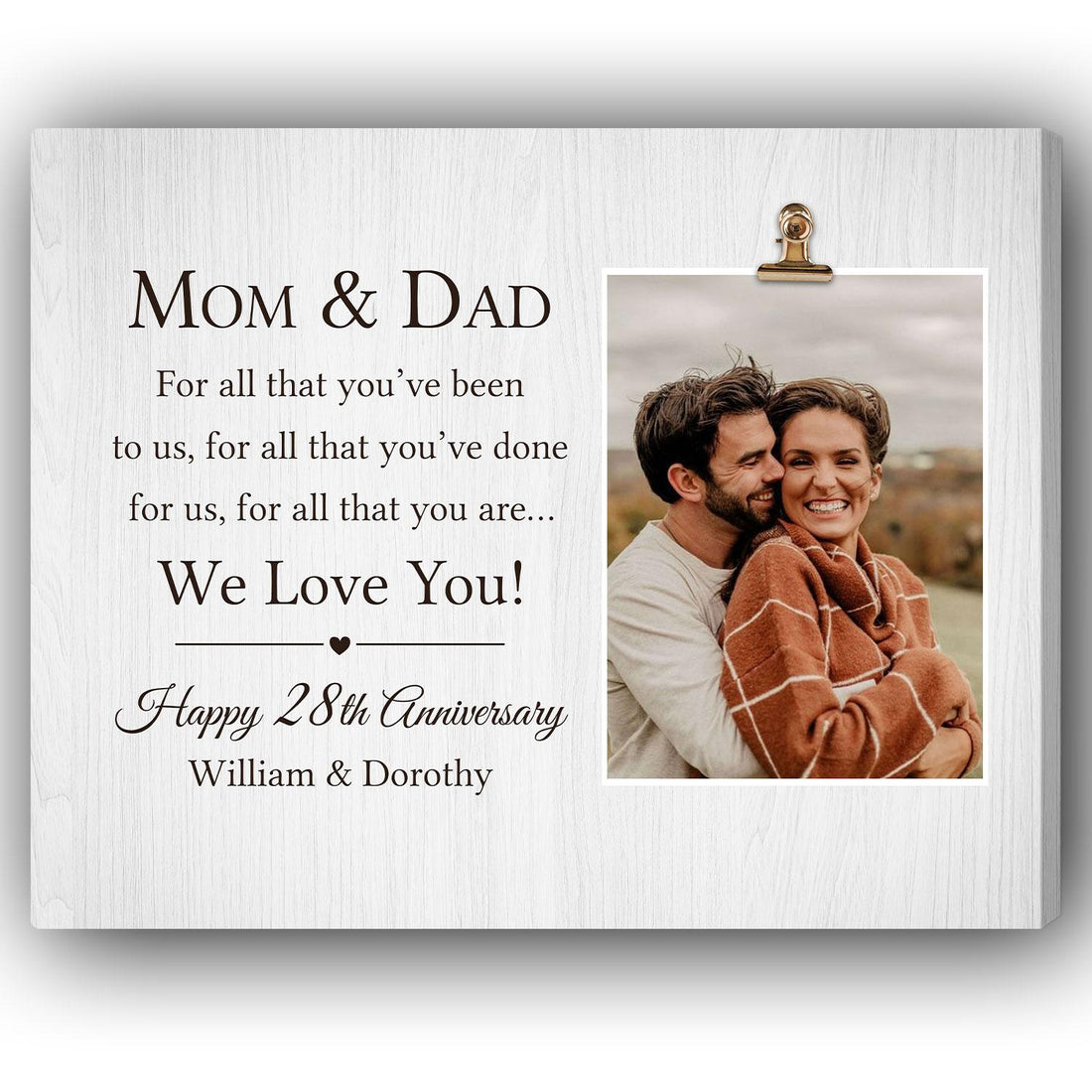 Mom & Dad - Personalized 28 Year Anniversary gift For Parents - Custom Canvas Print - Elizabeth Fashions