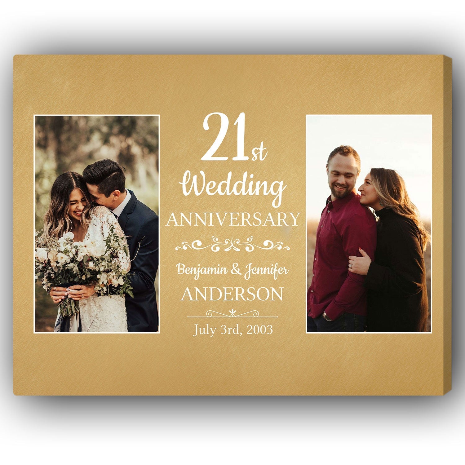 21st Wedding Anniversary - Personalized 21 Year Anniversary gift For Parents, Husband or Wife - Custom Canvas Print - Elizabeth Fashions