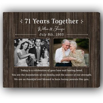 71 Years Together - Personalized 71 Year Anniversary gift For Parents - Custom Canvas Print - Elizabeth Fashions