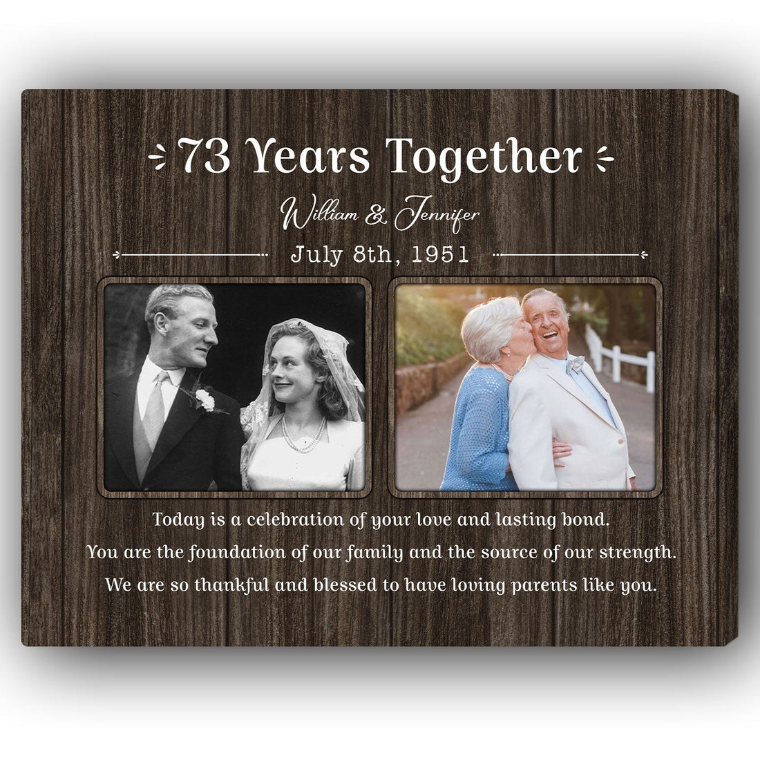 73 Years Together - Personalized 73 Year Anniversary gift For Parents - Custom Canvas Print - Elizabeth Fashions