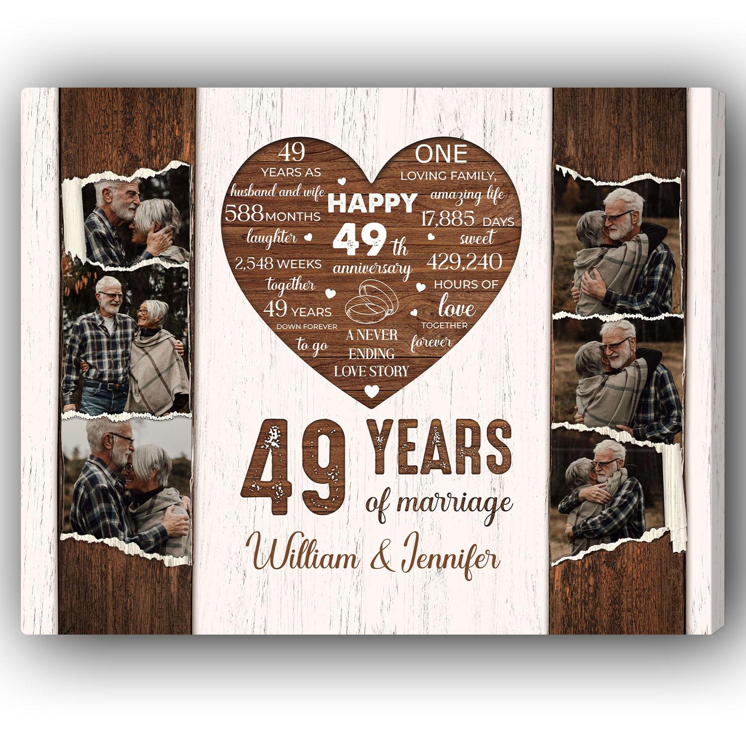 49 Years Of Marriage - Personalized 49 Year Anniversary gift For Parents, Husband or Wife - Custom Canvas Print - Elizabeth Fashions