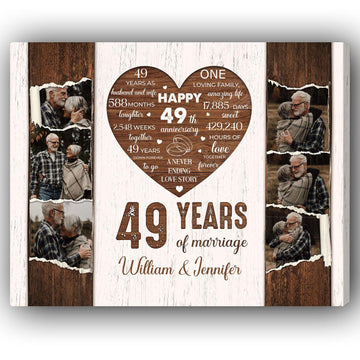 49 Years Of Marriage - Personalized 49 Year Anniversary gift For Parents, Husband or Wife - Custom Canvas Print - Elizabeth Fashions