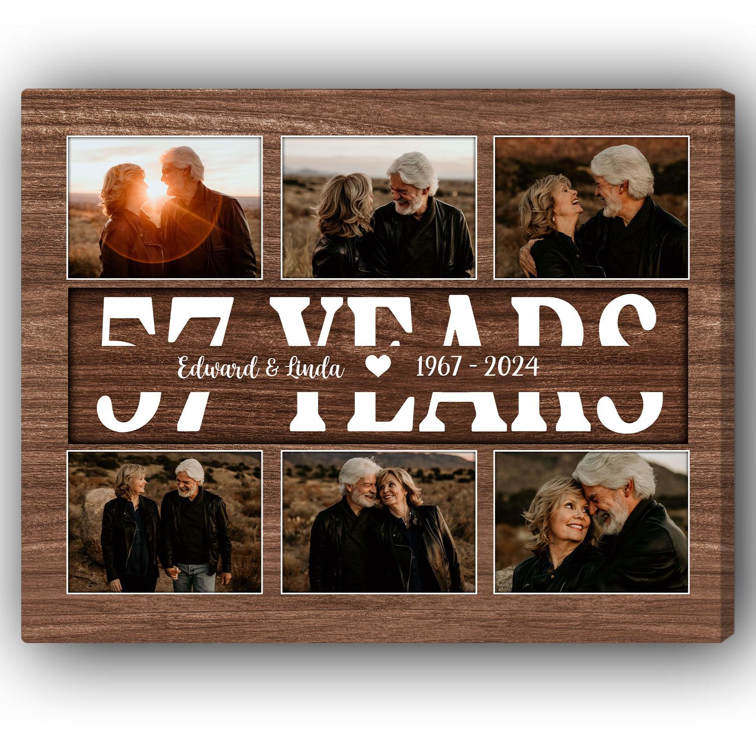 57 Years - Personalized 57 Year Anniversary gift For Parents, Husband or Wife - Custom Canvas Print - Elizabeth Fashions