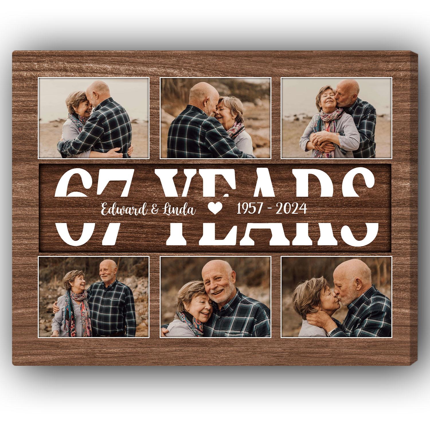 67 Years - Personalized 67 Year Anniversary gift For Parents, Husband or Wife - Custom Canvas Print - Elizabeth Fashions