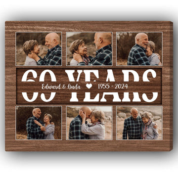 69 Years - Personalized 69 Year Anniversary gift For Parents, Husband or Wife - Custom Canvas Print - Elizabeth Fashions