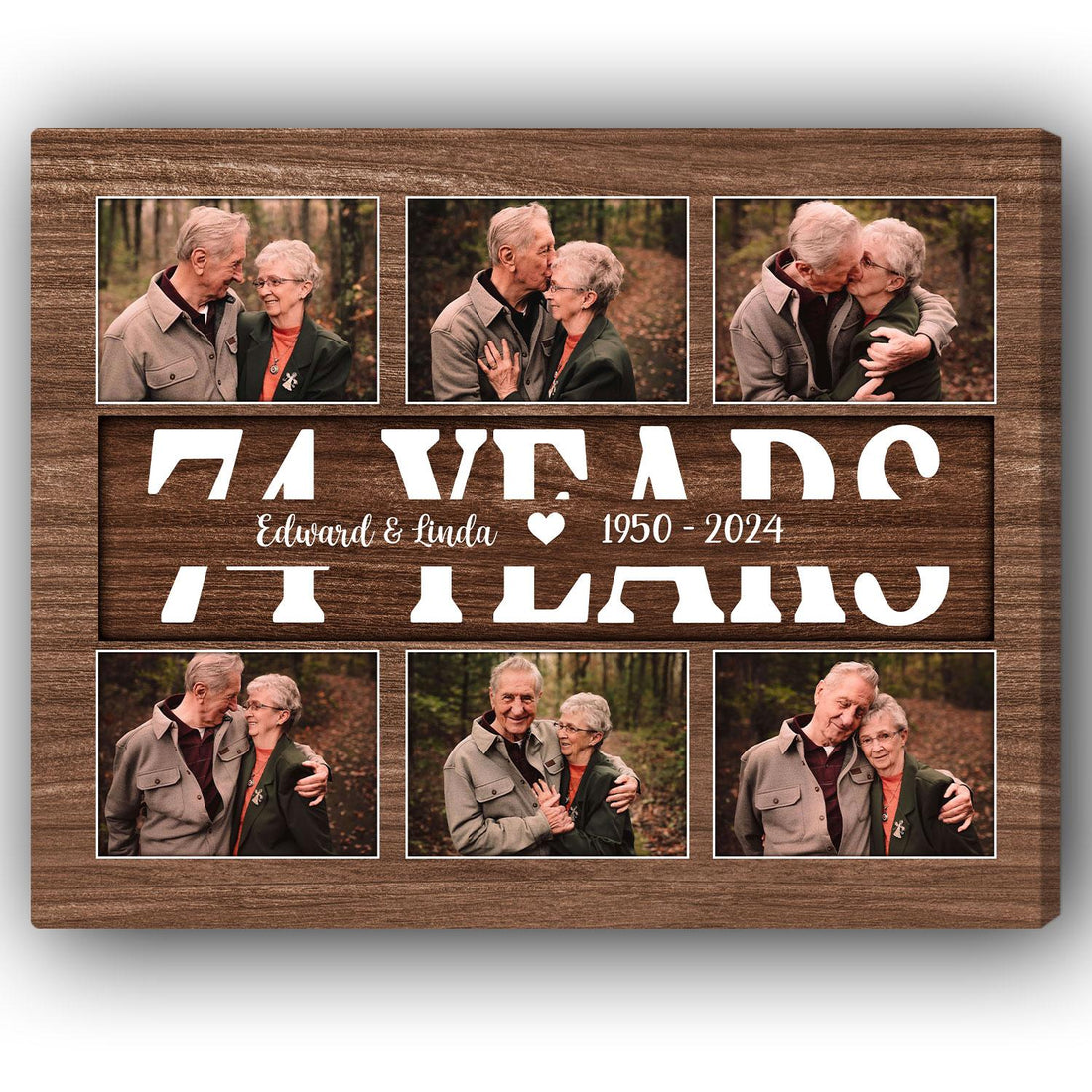 74 Years - Personalized 74 Year Anniversary gift For Parents, Husband or Wife - Custom Canvas Print - Elizabeth Fashions