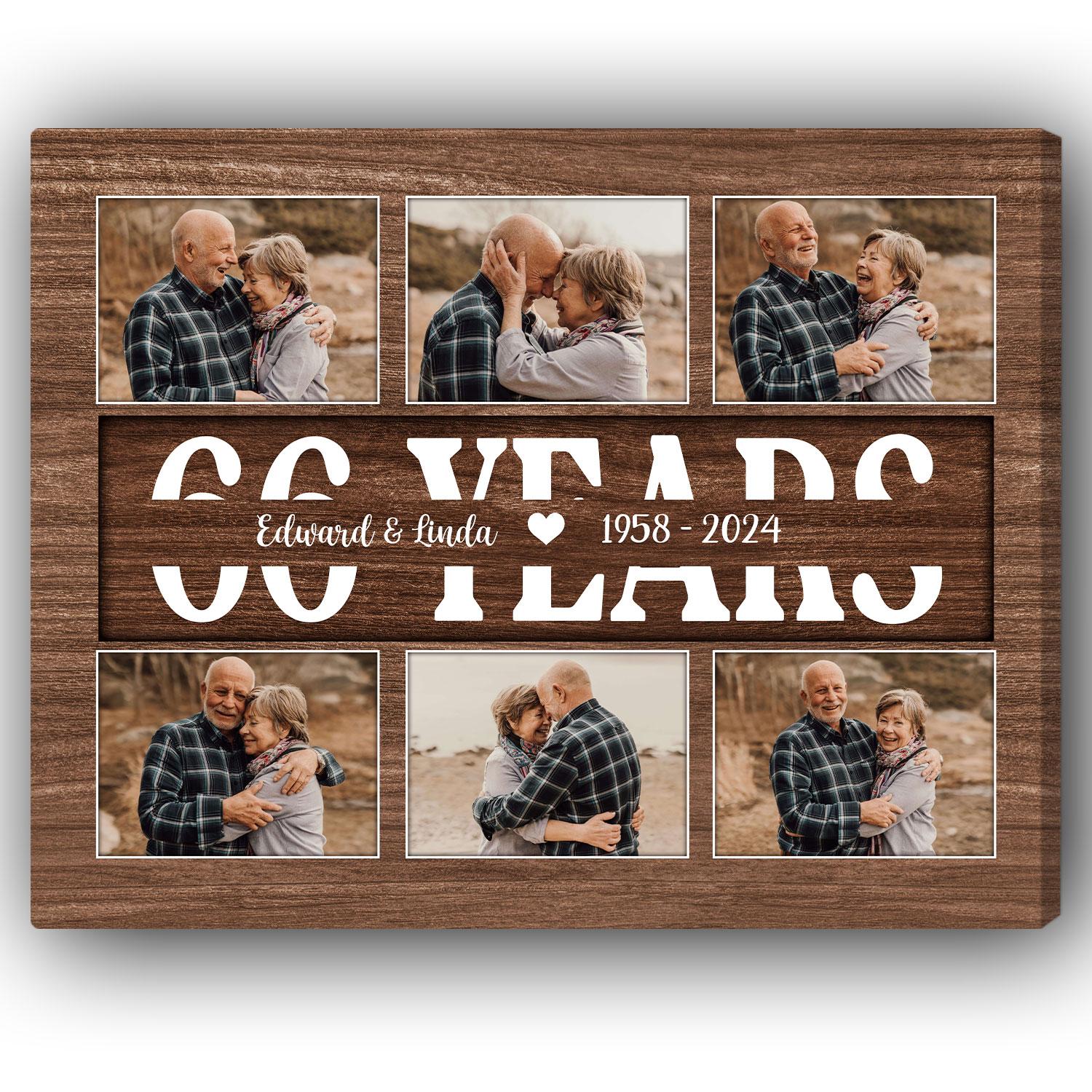 66 Years - Personalized 66 Year Anniversary gift For Parents, Husband or Wife - Custom Canvas Print - Elizabeth Fashions