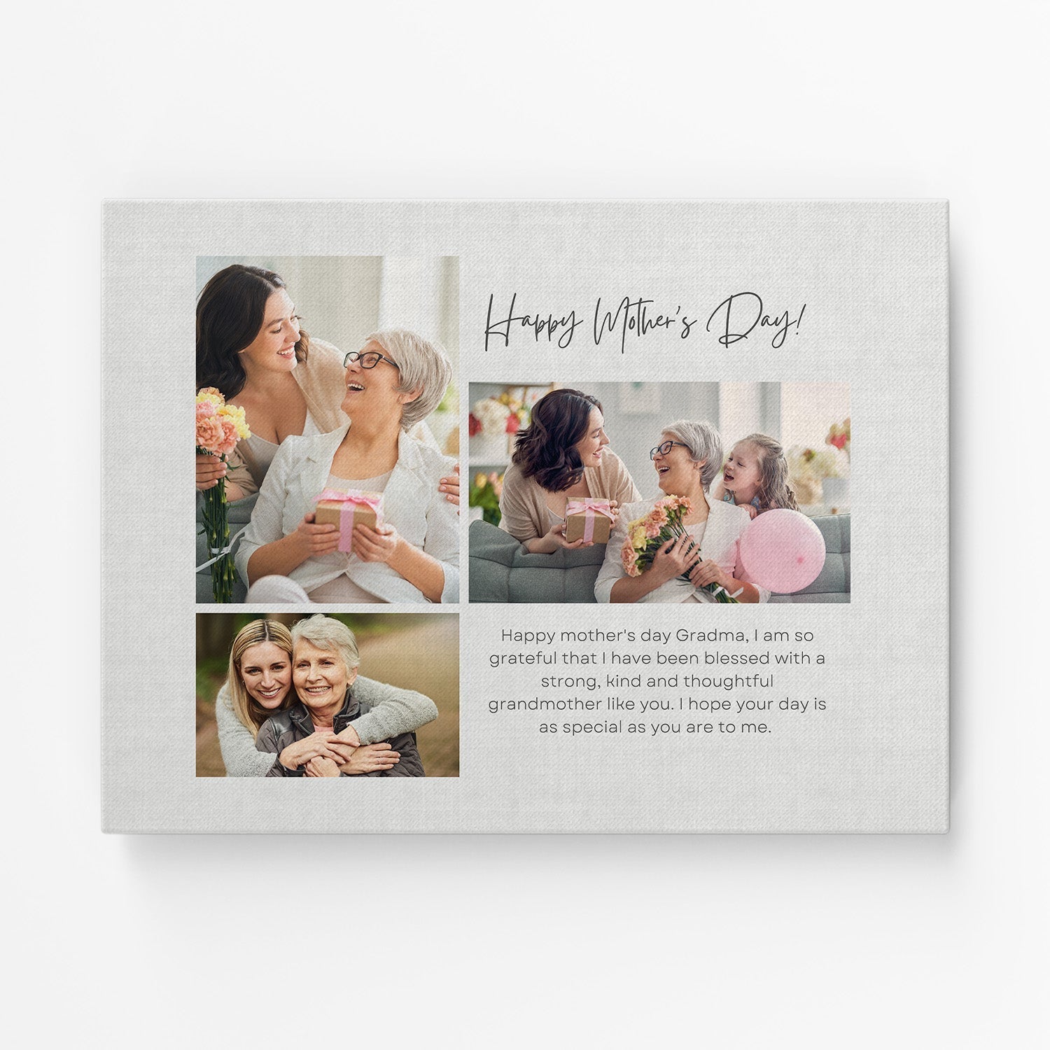 Happy Mother's Day - Personalized Mother's Day Gift For Grandma - Custom Canvas Print - Elizabeth Fashions