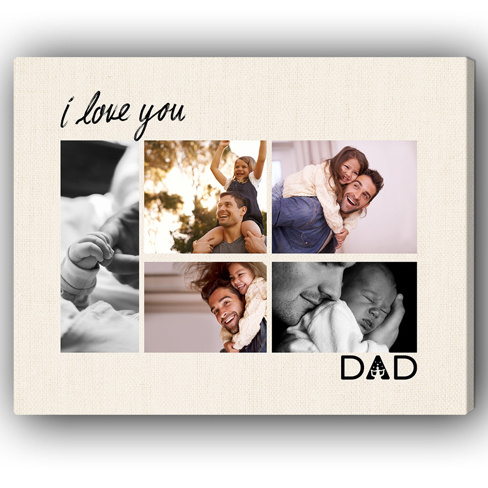 I Love You Dad - Personalized Father's Day or Birthday gift for Dad - Custom Canvas Print - Elizabeth Fashions