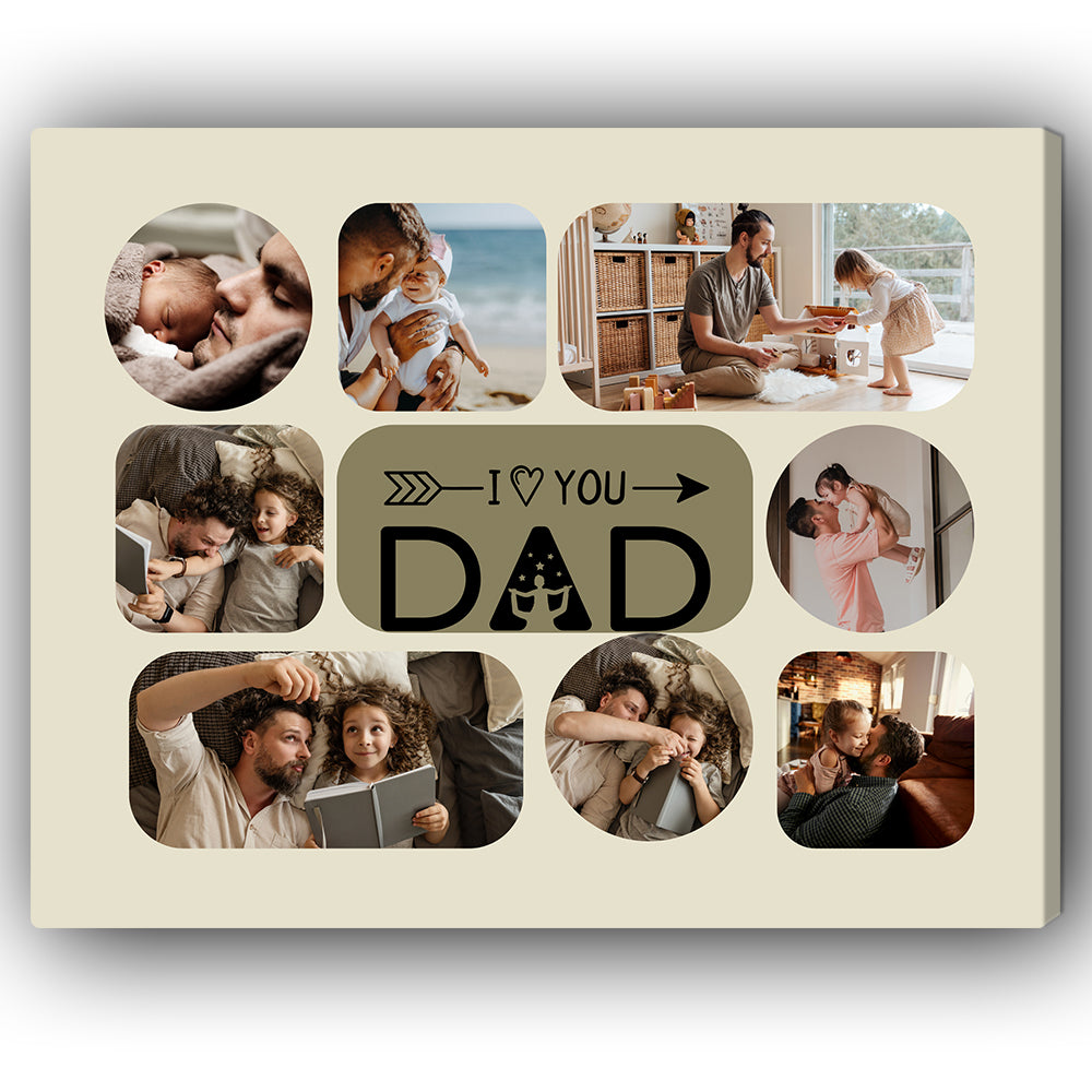 I Love You Dad - Personalized Father's Day or Birthday gift for Dad - Custom Canvas Print - Elizabeth Fashions
