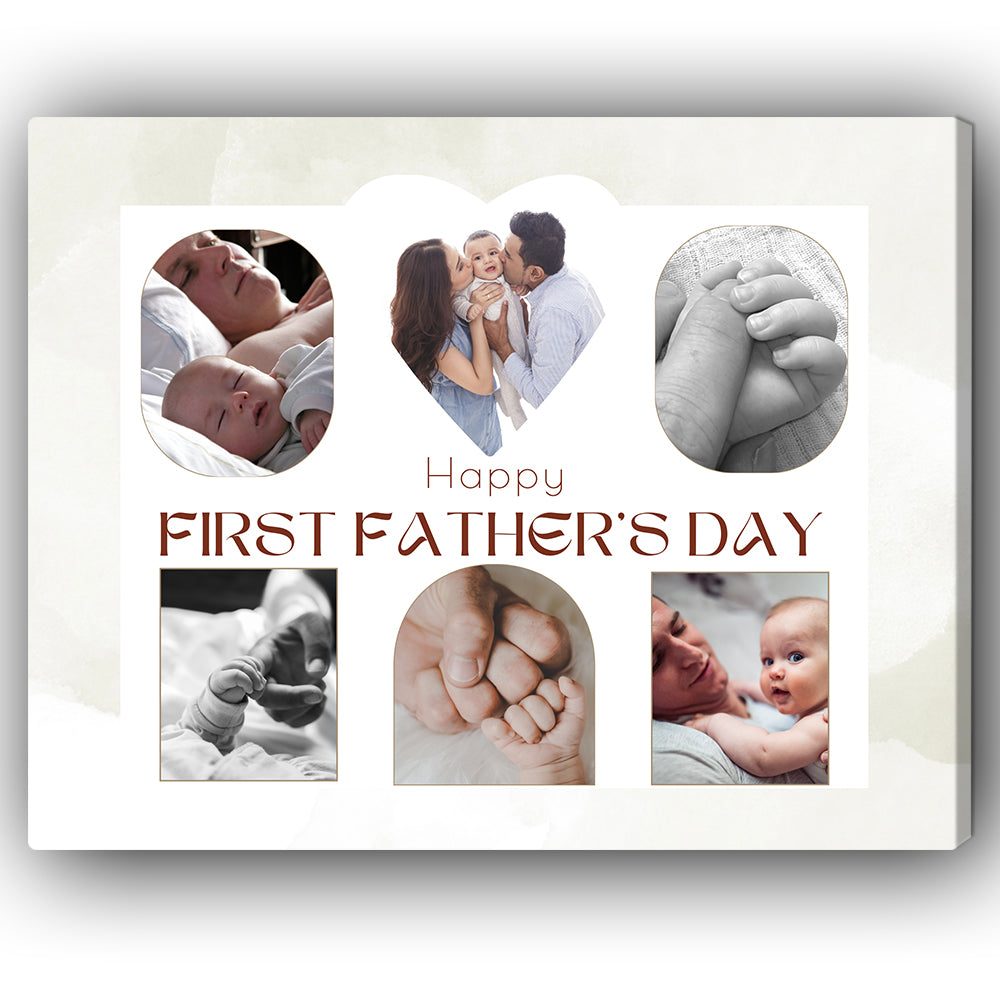 Happy First Father's Day - Personalized Father's Day gift for New Dad - Custom Canvas Print - Elizabeth Fashions