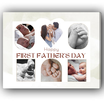 Happy First Father's Day - Personalized Father's Day gift for New Dad - Custom Canvas Print - Elizabeth Fashions