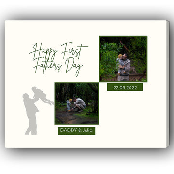 Happy First Father's Day - Personalized Father's Day gift for New Dad - Custom Canvas Print - Elizabeth Fashions