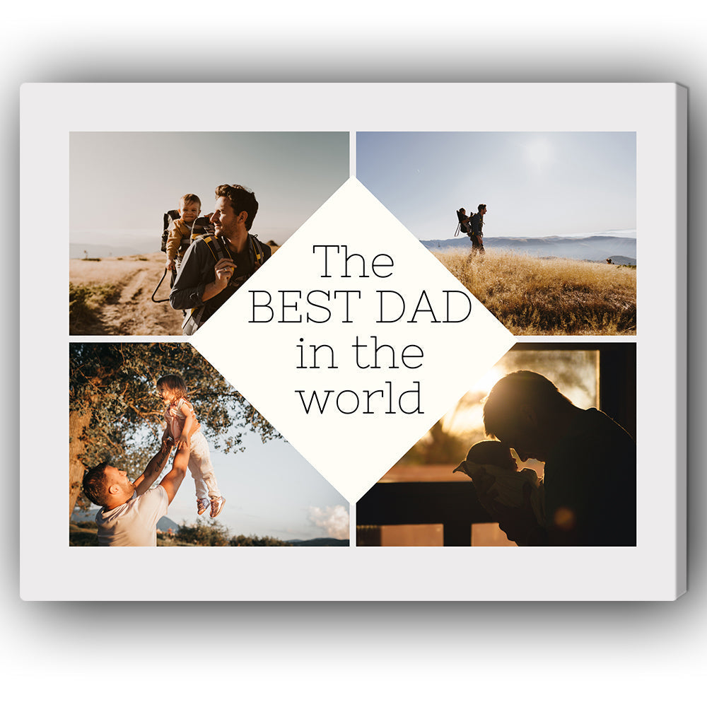 The Best Dad In The World Diamond Photo Collage - Personalized Father's Day or Birthday gift for Dad - Custom Canvas Print - Elizabeth Fashions