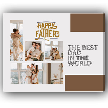 The Best Dad In The World Photo Collage - Personalized Father's Day or Birthday gift for Dad - Custom Canvas Print - Elizabeth Fashions