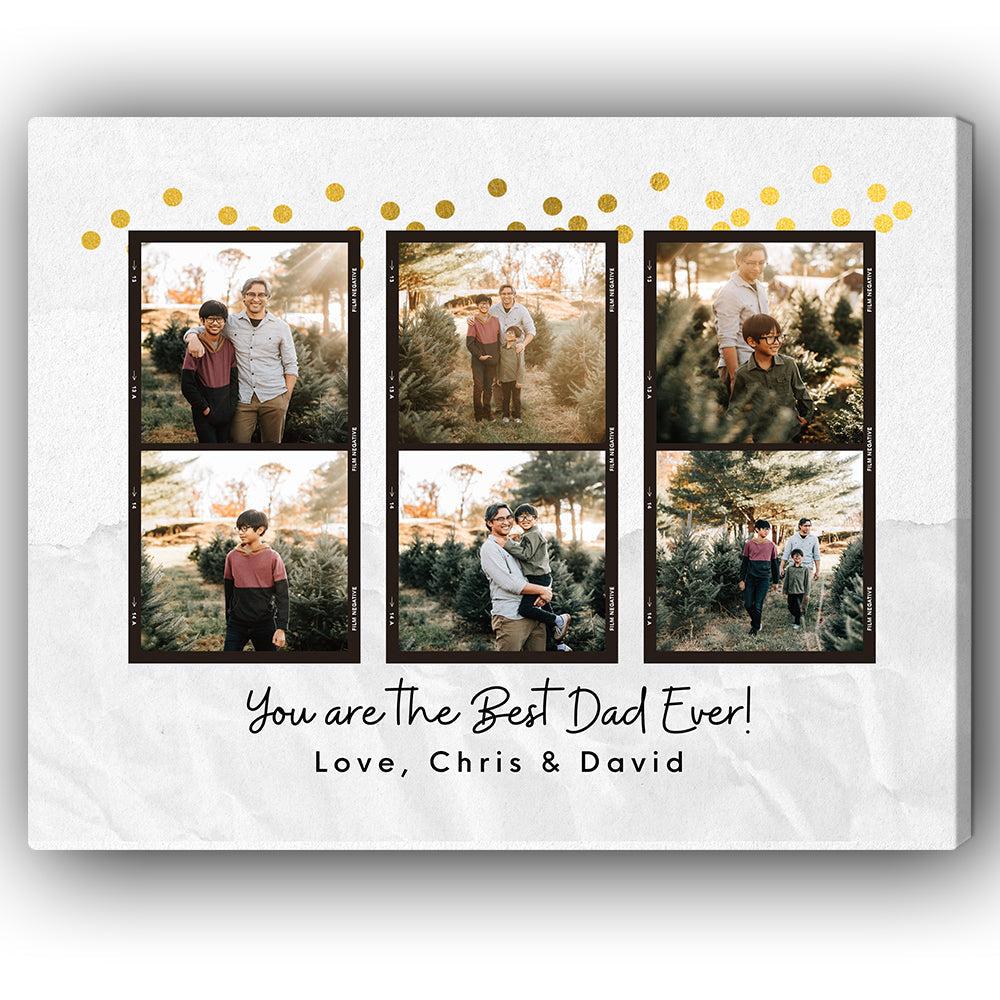 Best Dad Ever Photo Collage - Personalized Father's Day, Birthday gift for Dad - Custom Canvas Print - Elizabeth Fashions