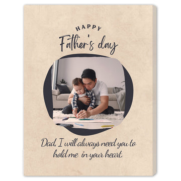 Hold Me In Your Heart - Personalized Father's Day gift for Dad - Custom Canvas Print - Elizabeth Fashions