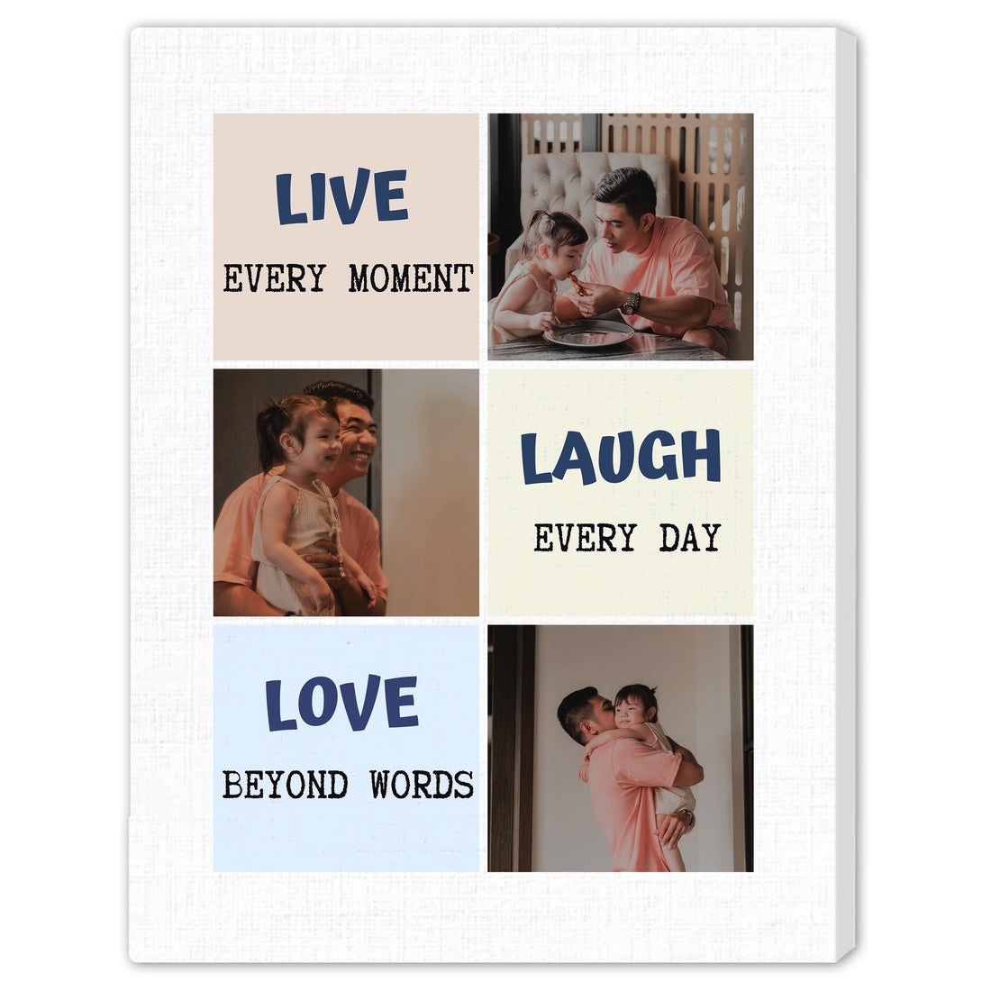 Live Every Moment Laugh Every Day - Personalized Father's Day, Birthday gift for Dad - Custom Canvas Print - Elizabeth Fashions