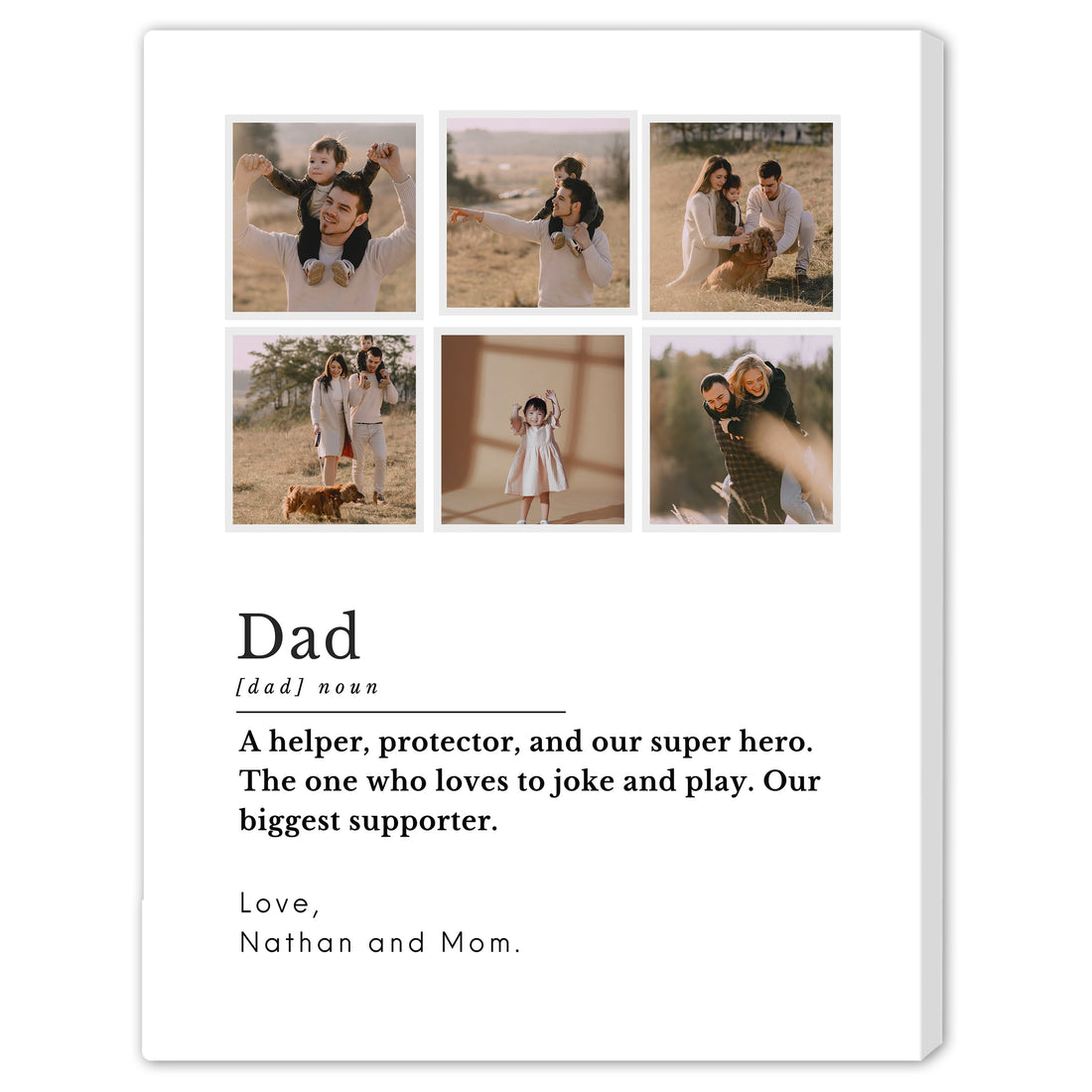 Dad definition - Personalized Father's Day or Birthday gift for Dad - Custom Canvas Print - Elizabeth Fashions