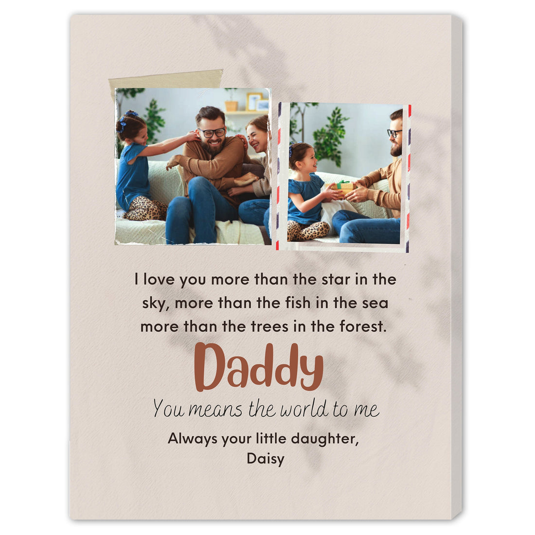Daddy I Love You More Than The Star In The Sky - Personalized Father's Day, Birthday gift for Dad - Custom Canvas Print - Elizabeth Fashions