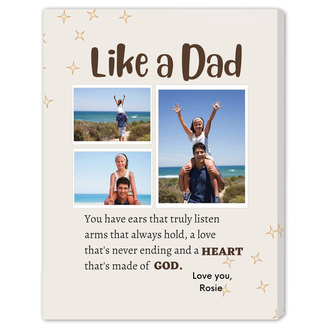 Like A Dad - Personalized Father's Day, Birthday gift for Dad - Custom Canvas Print - Elizabeth Fashions