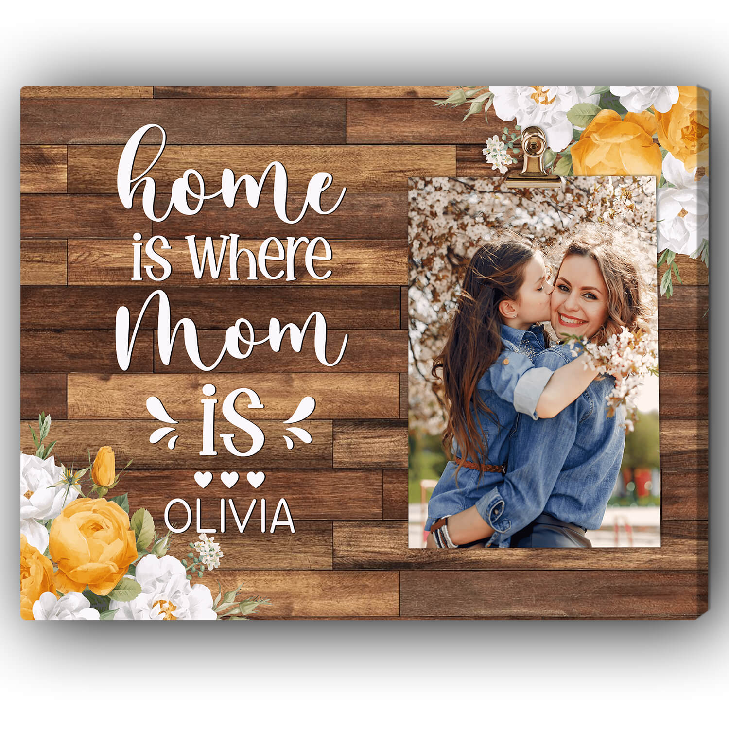 Home is where mom is - Personalized Mother's Day or Birthday gift for Grandma - Custom Canvas Print - Elizabeth Fashions