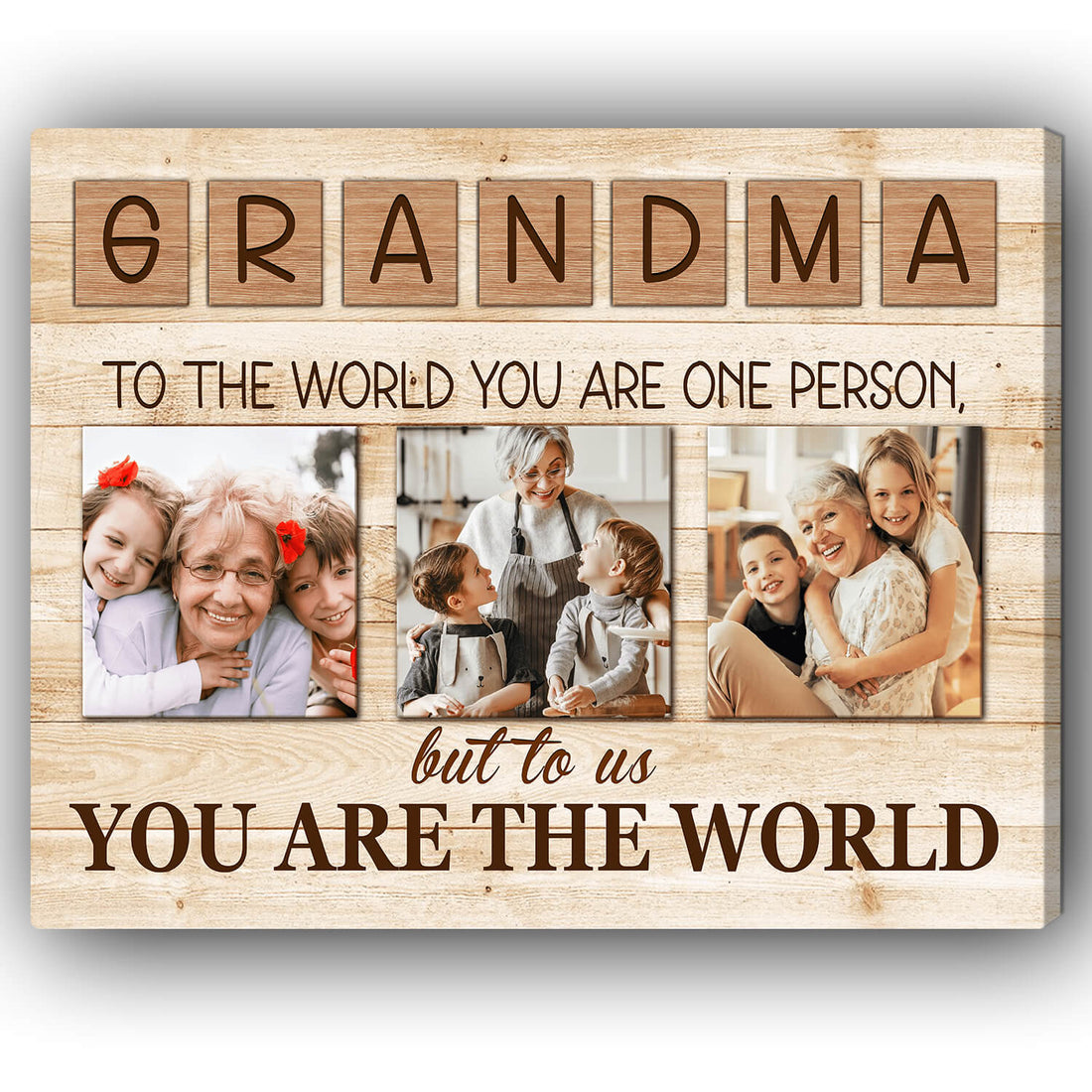 Grandma to the world - Personalized Mother's Day or Birthday gift for Grandma - Custom Canvas Print - Elizabeth Fashions