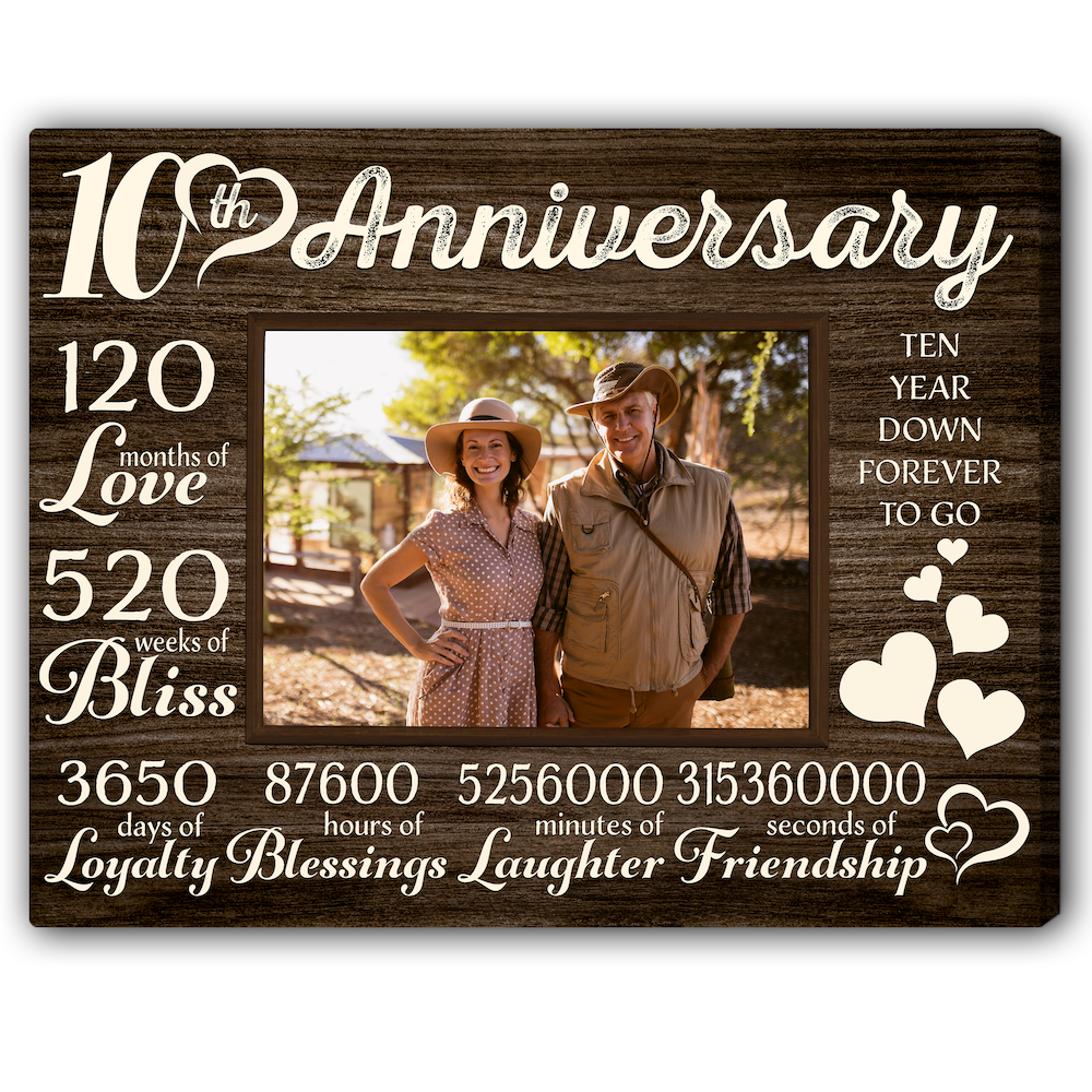 120 Months Of Love - Personalized 10 Year Wedding Anniversary Gift For Him For Her - Custom Couple Canvas Print - Elizabeth Fashions