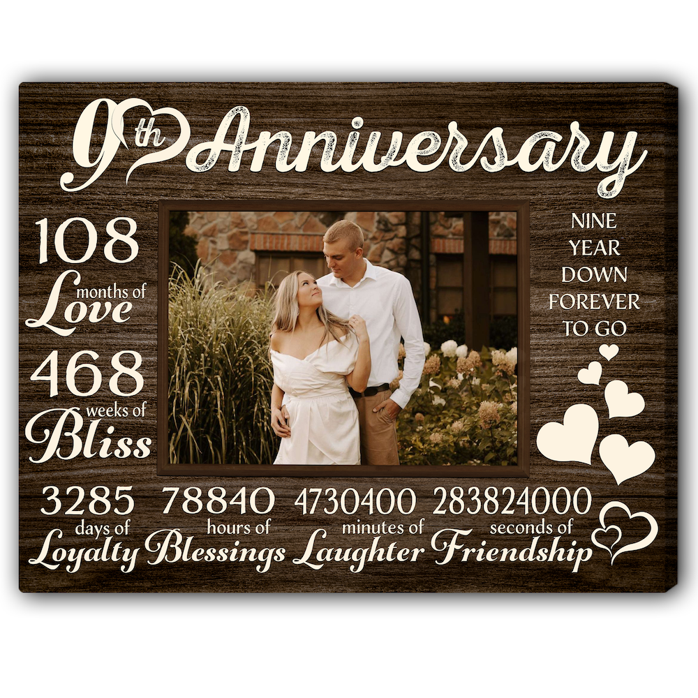 108 Months Of Love - Personalized 9 Year Wedding Anniversary Gift For Him For Her - Custom Couple Canvas Print - Elizabeth Fashions