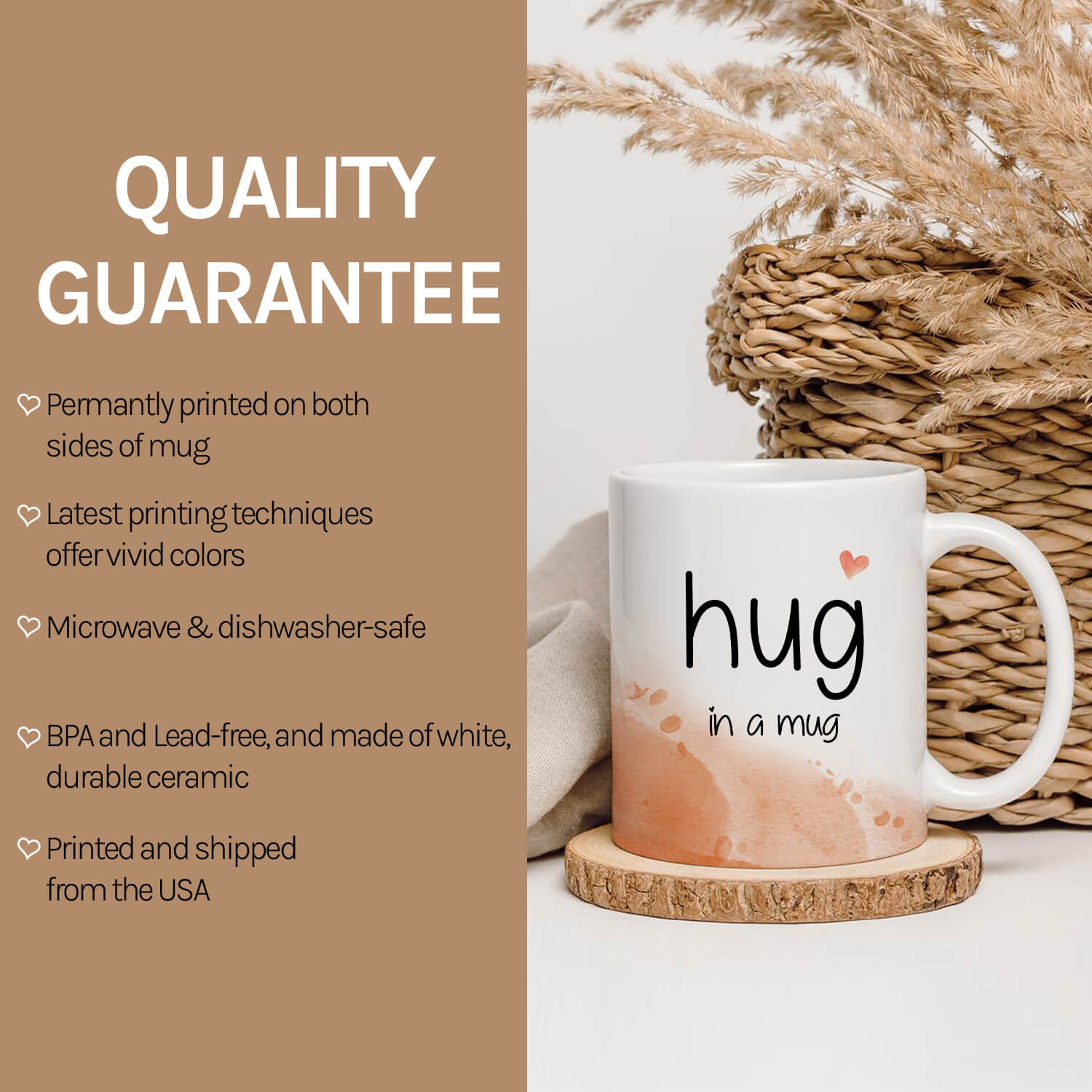 Hug In A Mug - Personalized Birthday or Christmas gift For Friends or Lovers - Custom Mug - Elizabethfashions