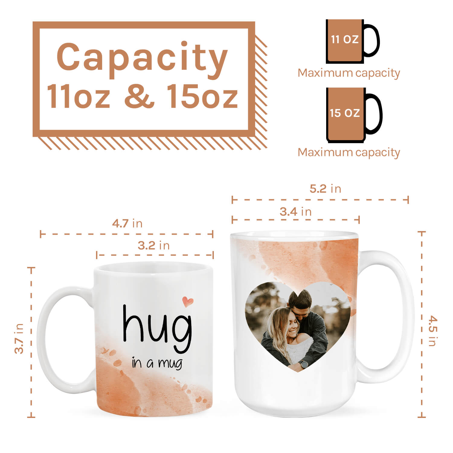 Hug In A Mug - Personalized Birthday or Christmas gift For Friends or Lovers - Custom Mug - Elizabethfashions