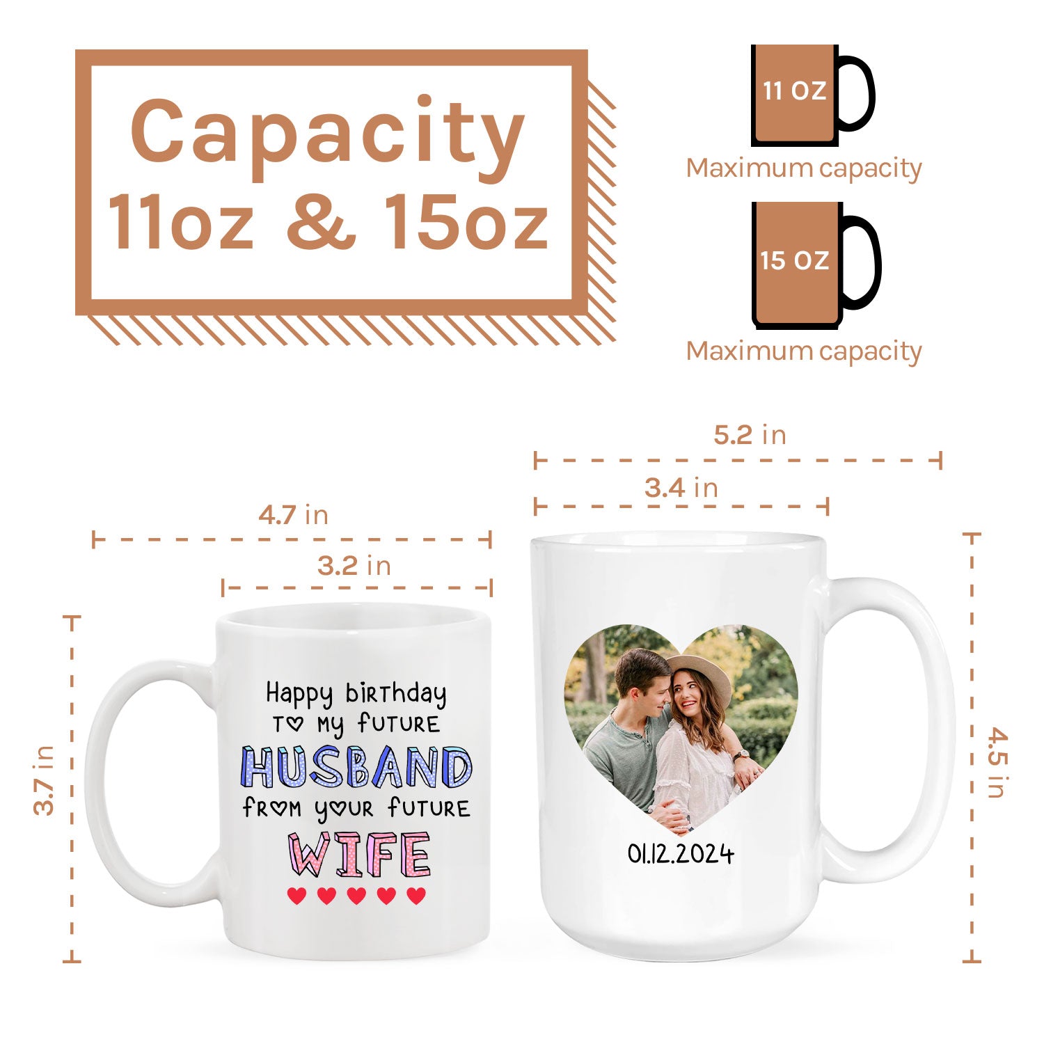 Happy Birthday - Personalized Birthday gift For Fiance - Custom Mug - Elizabethfashions