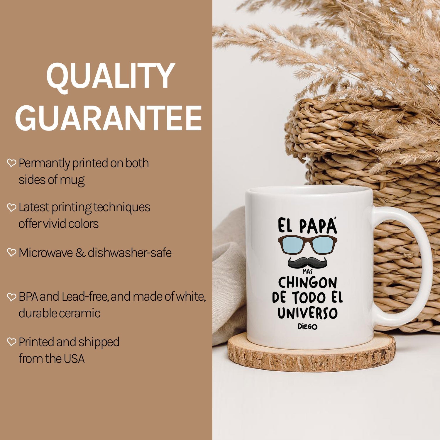El Papá Mas Chingon De Todo El Universo - Personalized gift For Mexican Dad - Custom Mug - Elizabethfashions