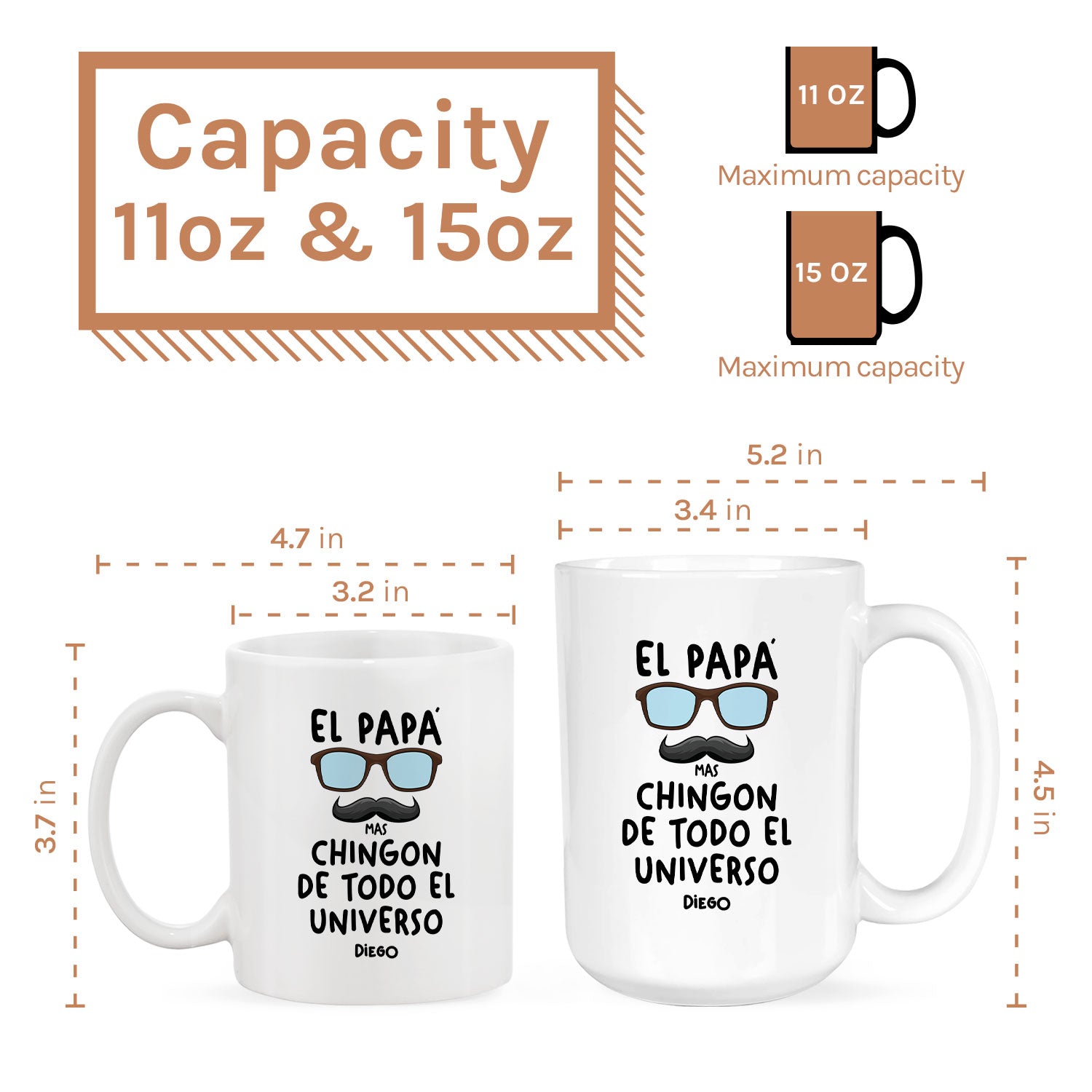 El Papá Mas Chingon De Todo El Universo - Personalized gift For Mexican Dad - Custom Mug - Elizabethfashions