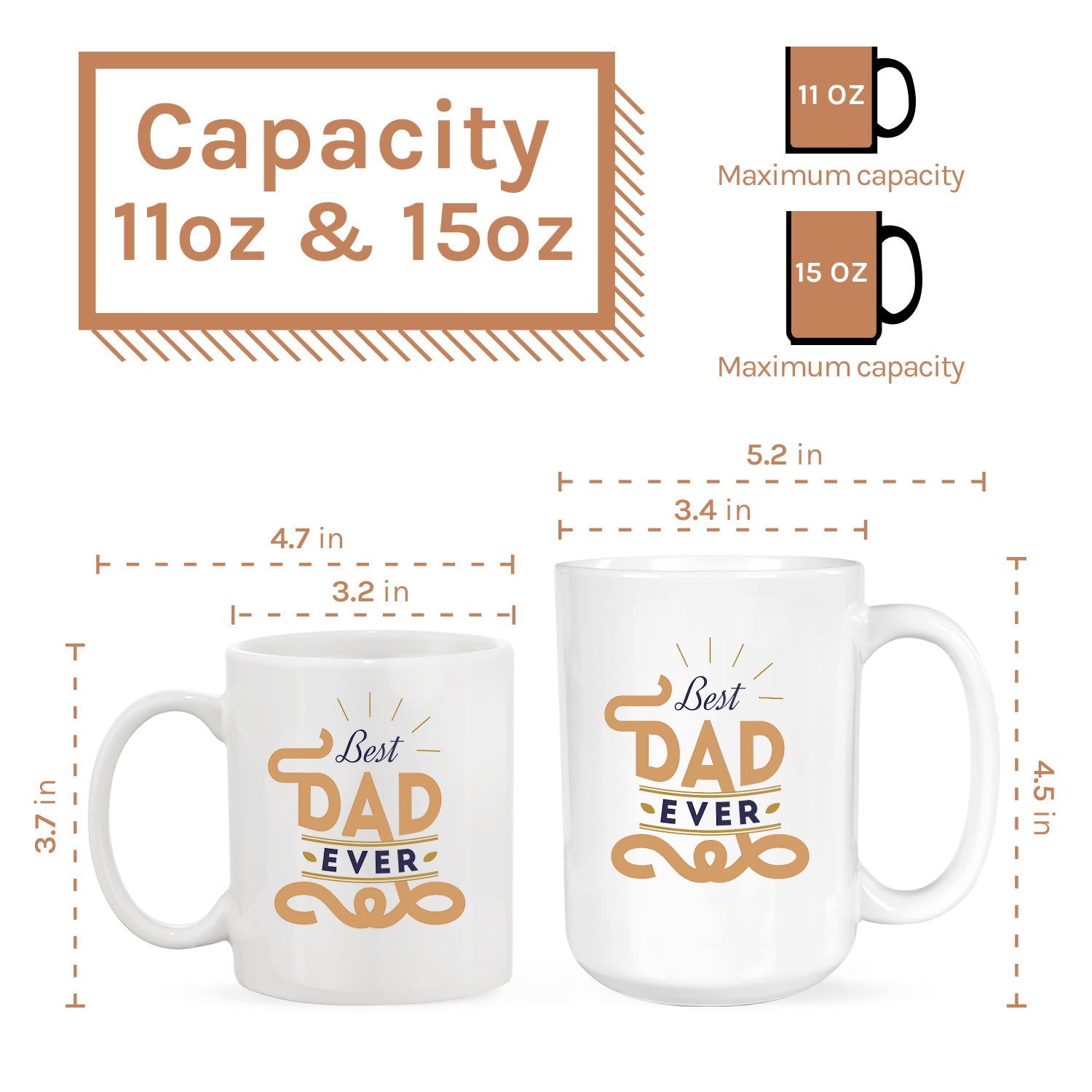 Best Dad Ever Mug - Personalized Father's Day or Birthday gift for Dad - Custom Mug - Elizabethfashions